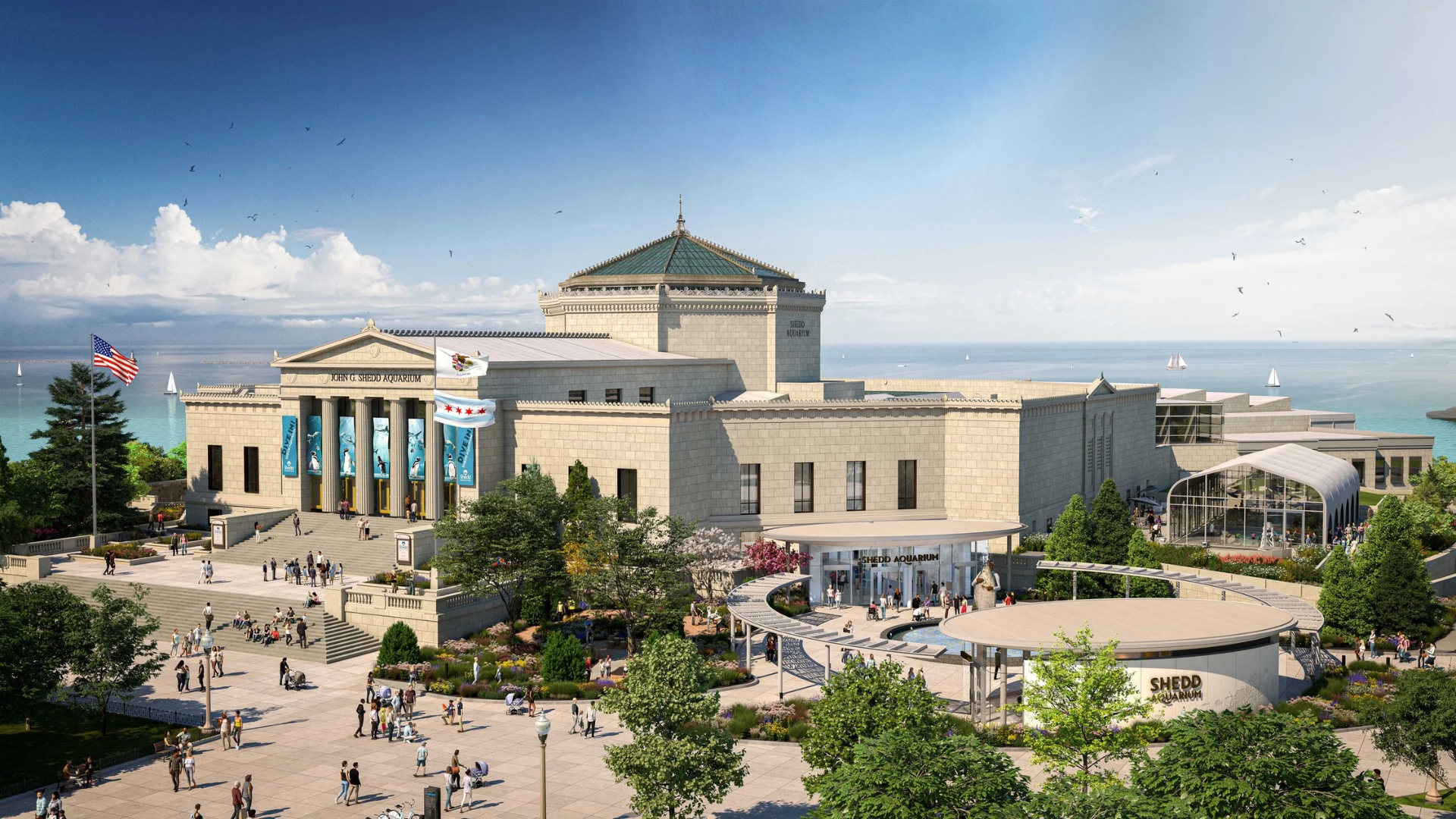 Shedd Aquarium on the lakefront, Chicago Museum Campus