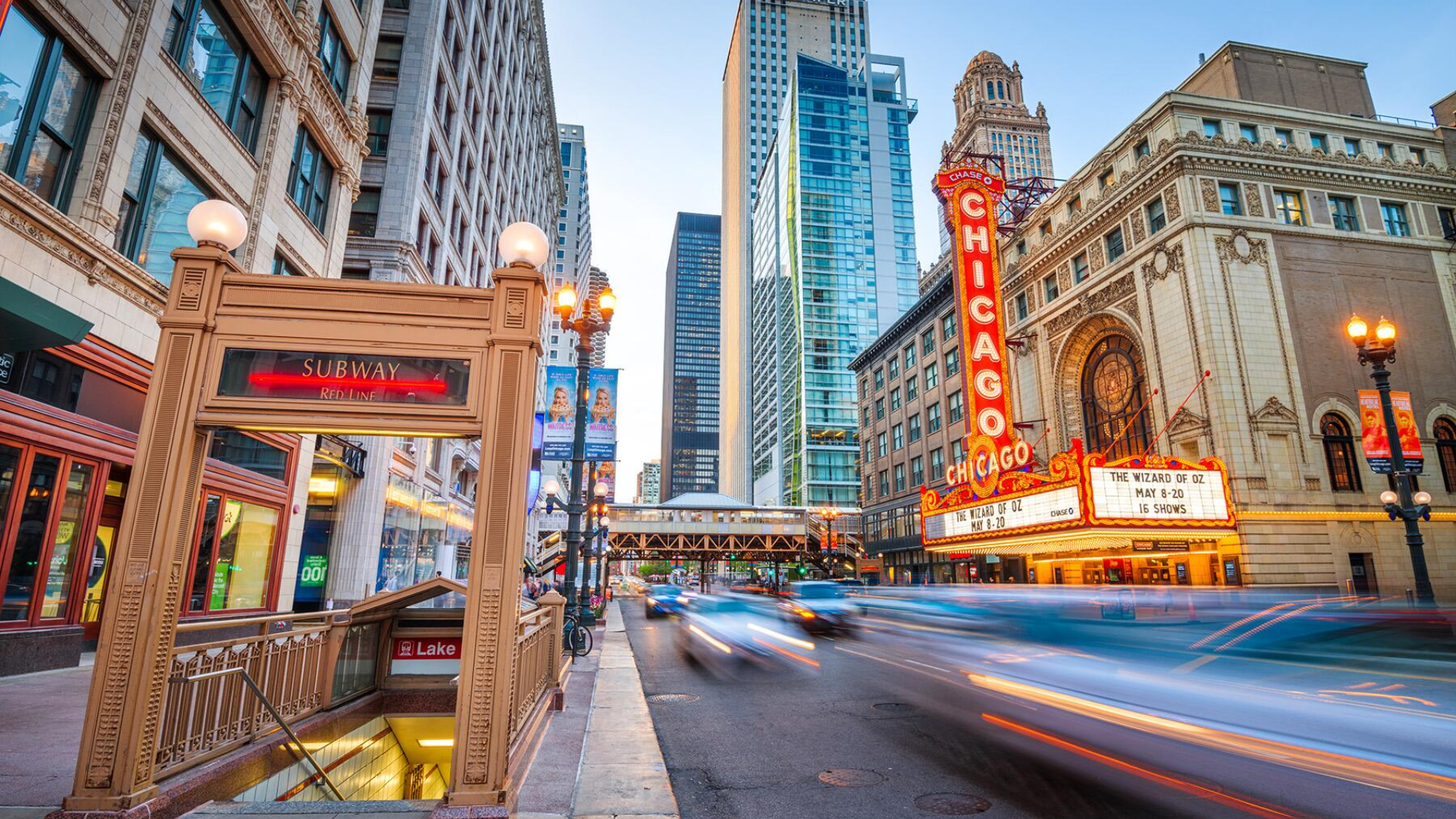 State Street in the Loop, downtown Chicago Theatre District
