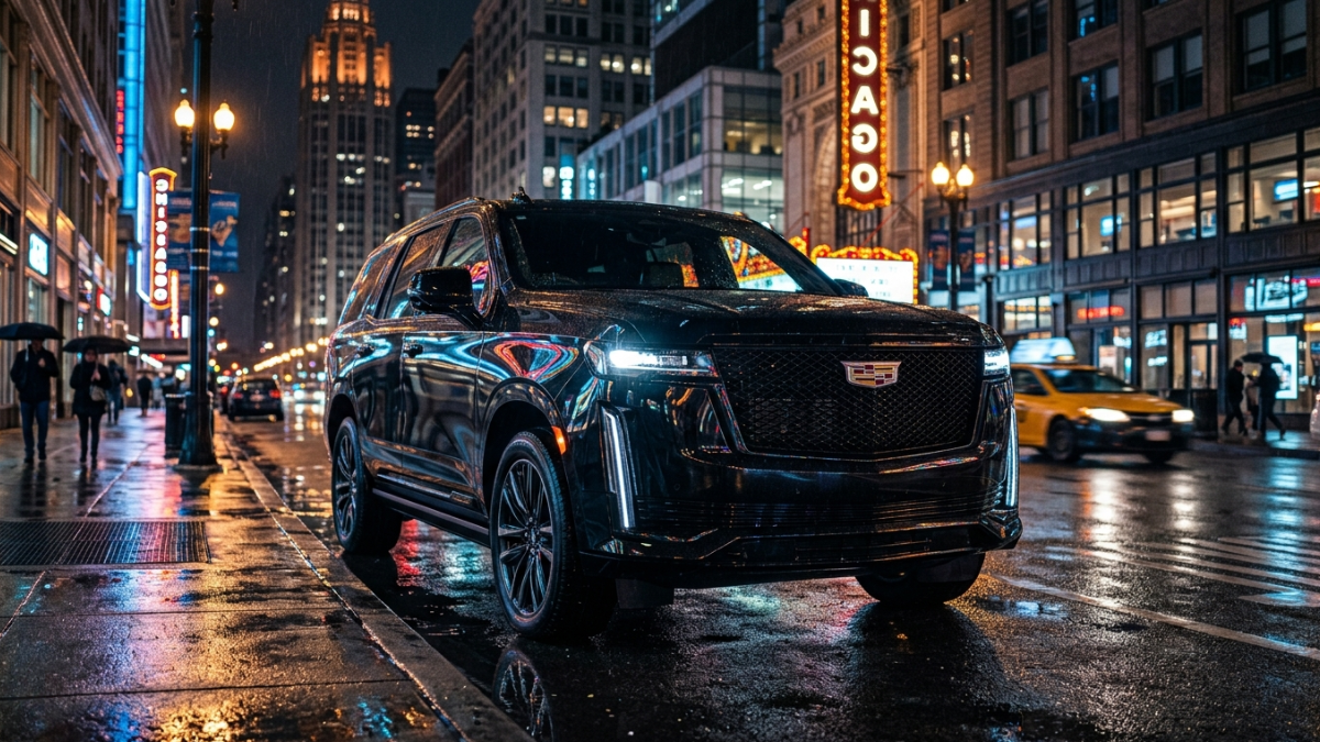 Brand new 2026 Cadillac Escalade O'Hare limo service in Chicago
