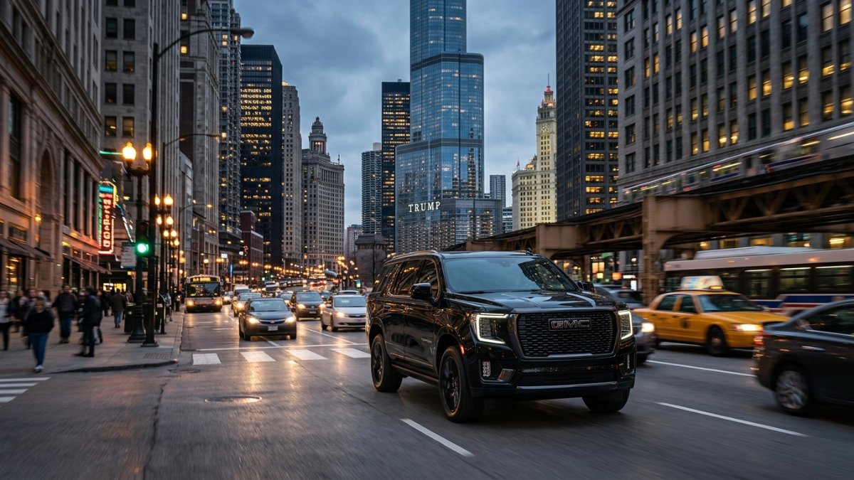 2026 GMC Yukon XL limo on Michigan Avenue Chicago